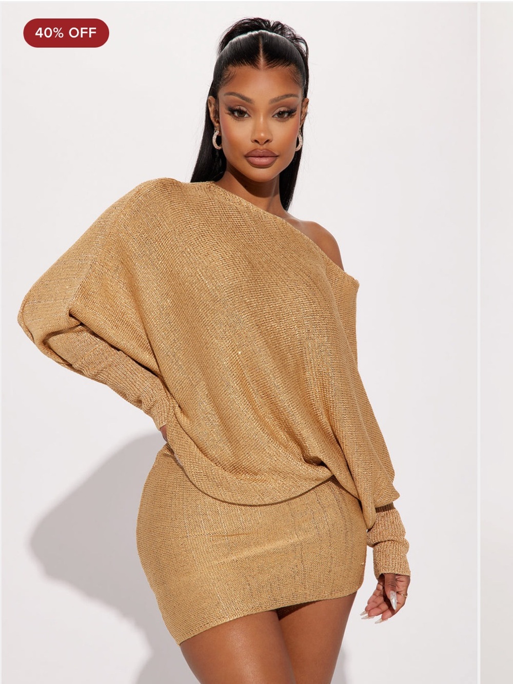Metallic Gold Sweater Dress